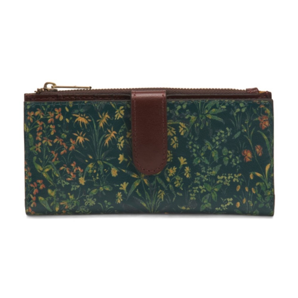 Patricia Nash Nazari Continental Leather Wallet RFID Protection Green Floral
